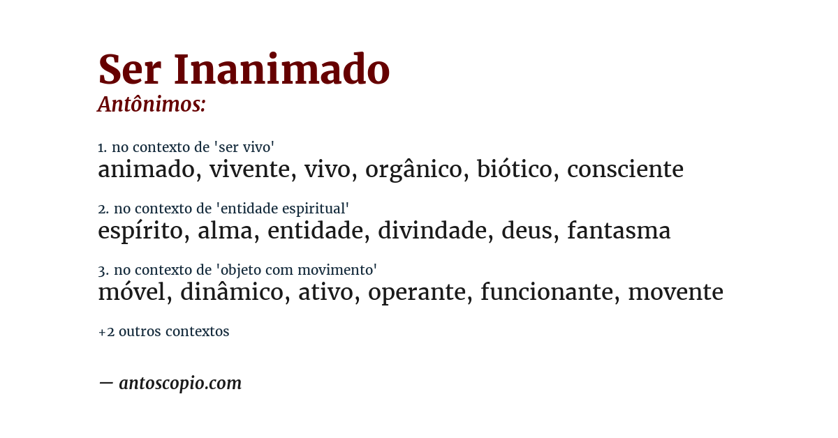 Antônimo de ser inanimado