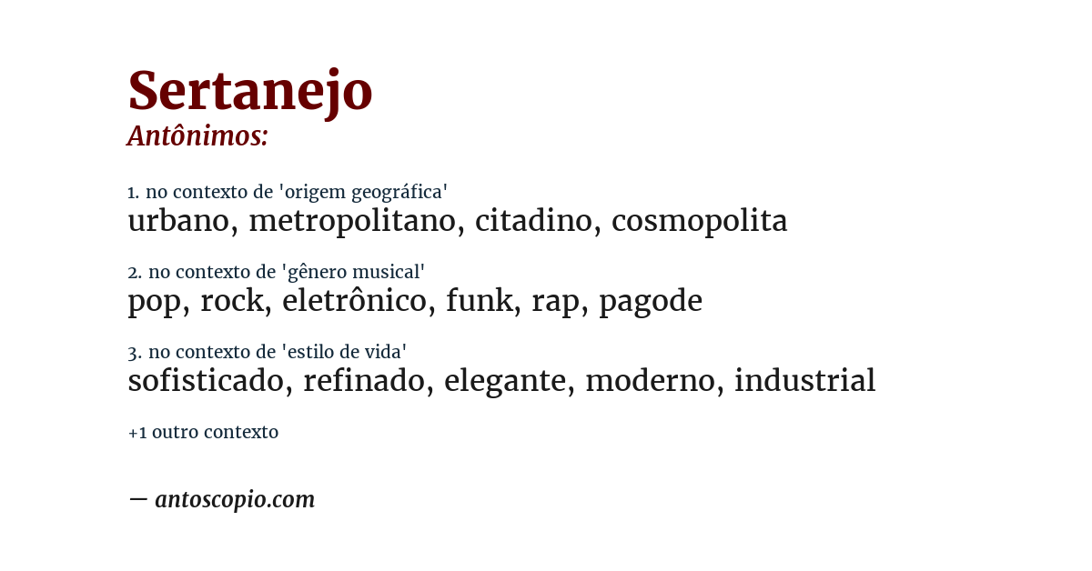 Antônimo de sertanejo