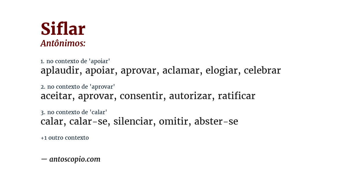 Antônimo de siflar