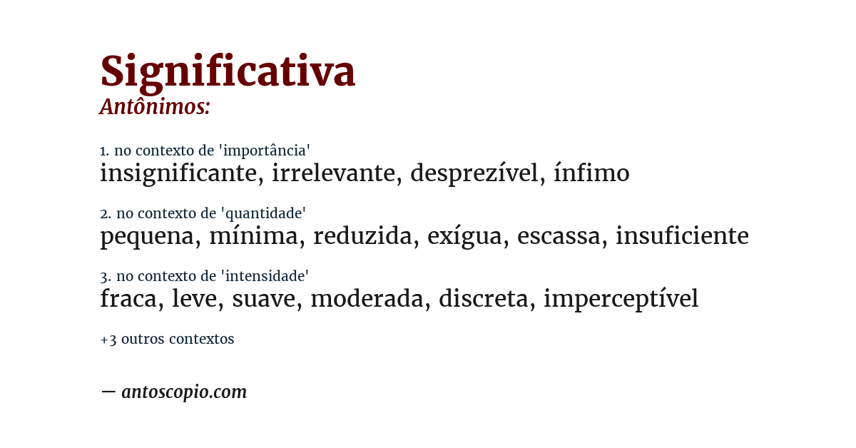 Antônimo de significativa