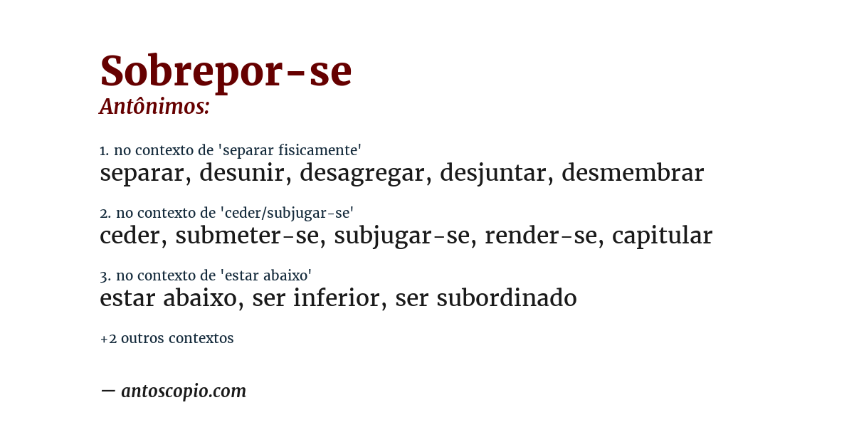 Antônimo de sobrepor-se