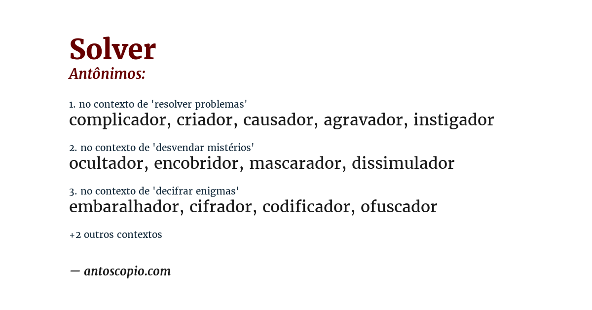 Antônimo de solver