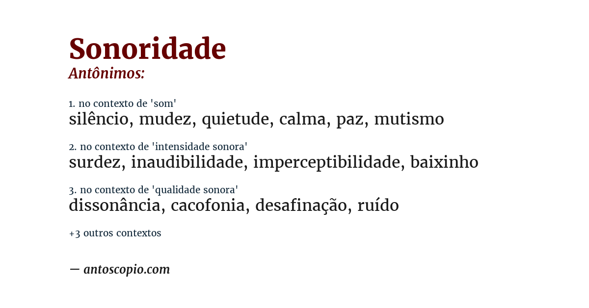 Antônimo de sonoridade
