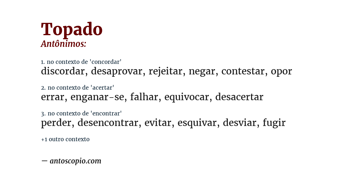 Antônimo de topado
