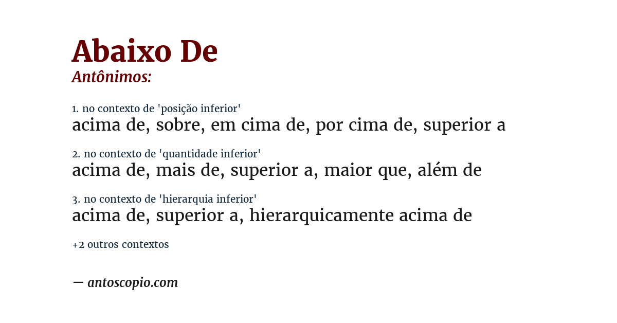 Antônimo de abaixo de