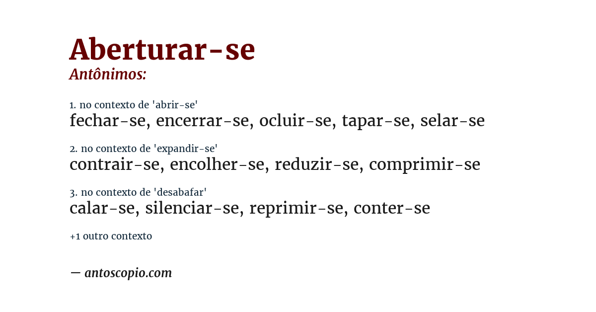 Antônimo de aberturar-se