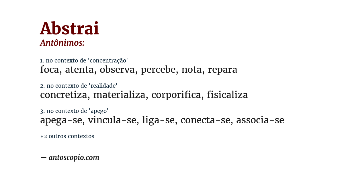Antônimo de abstrai