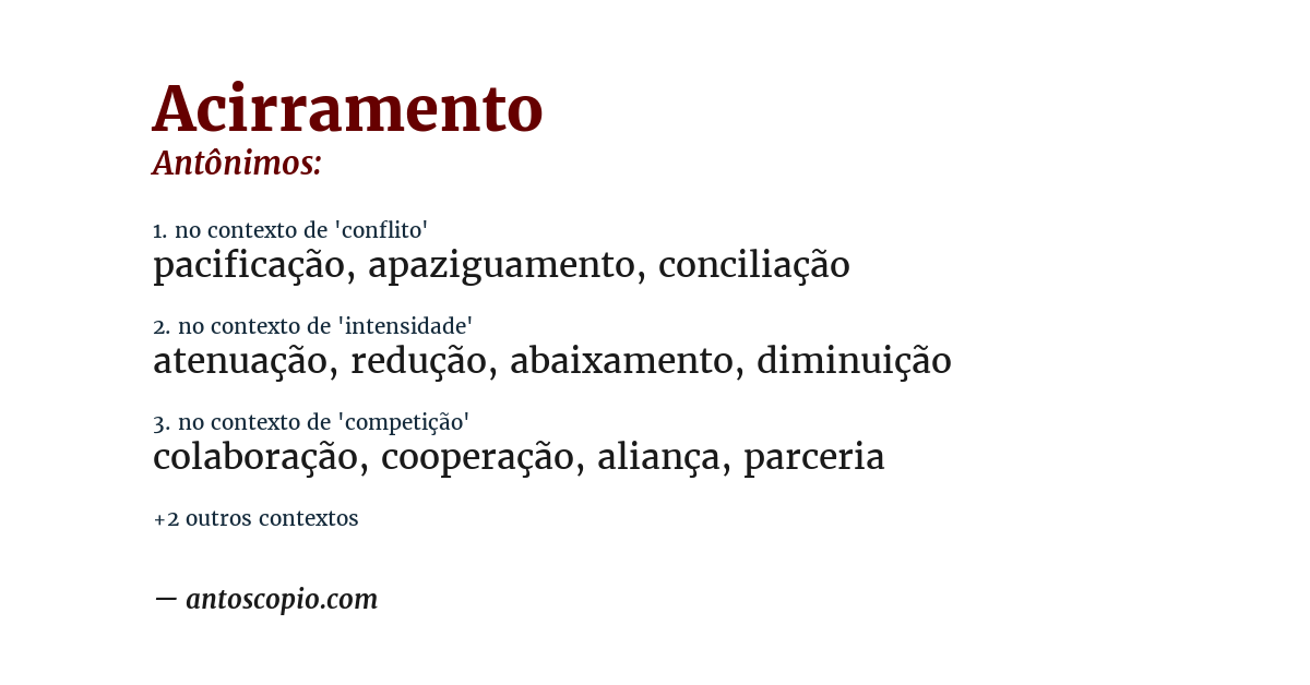 Antônimo de acirramento