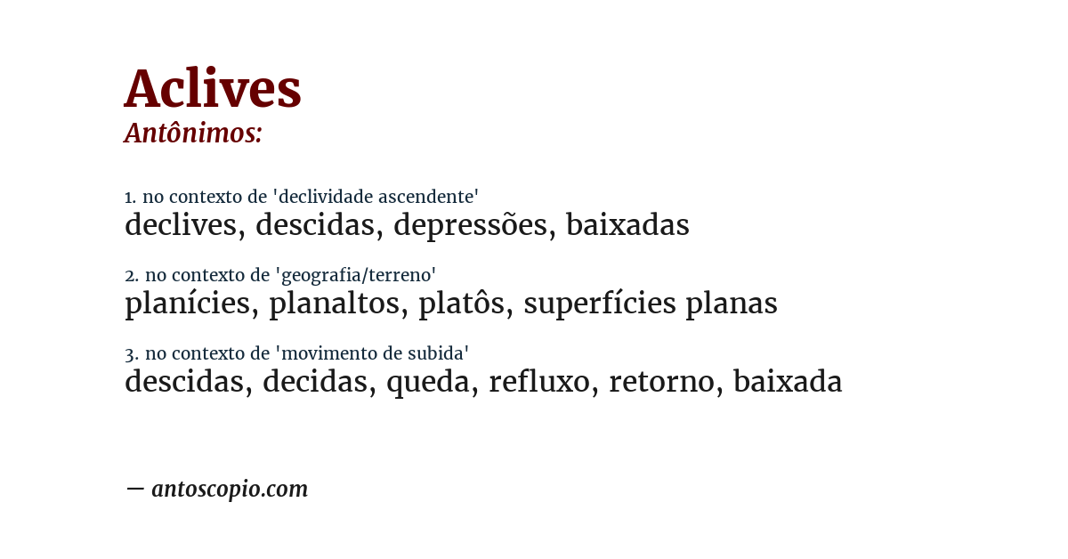 Antônimo de aclives