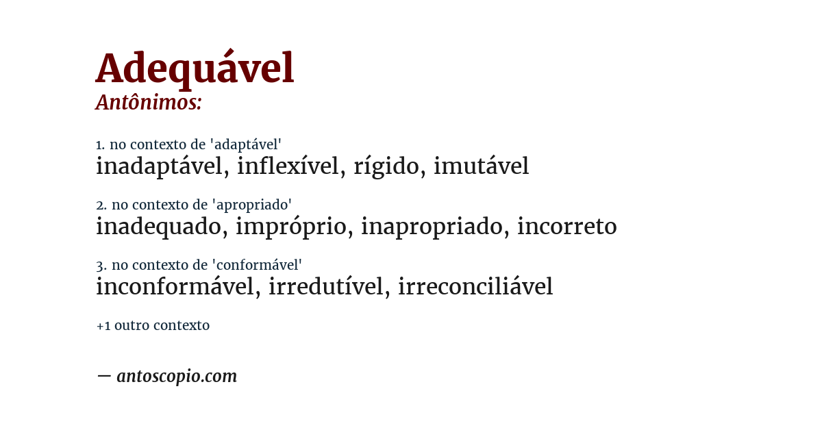 Antônimo de adequável