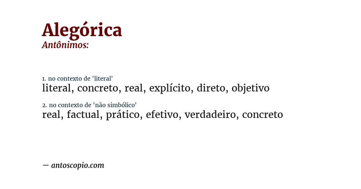 Antônimo de alegórica