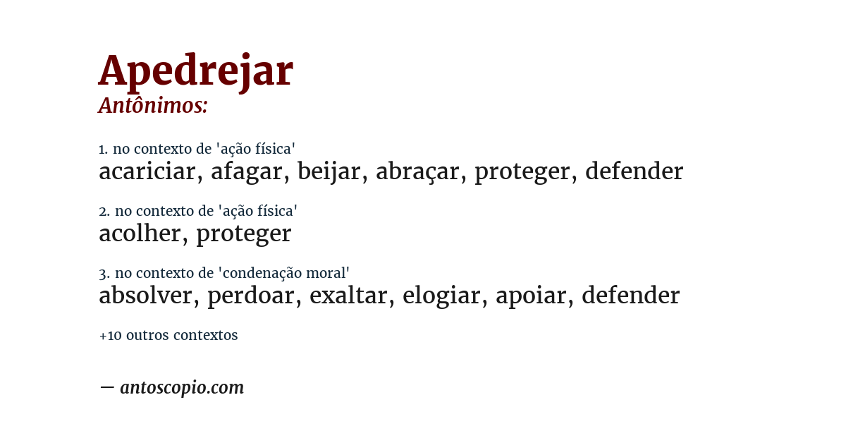 Antônimo de apedrejar