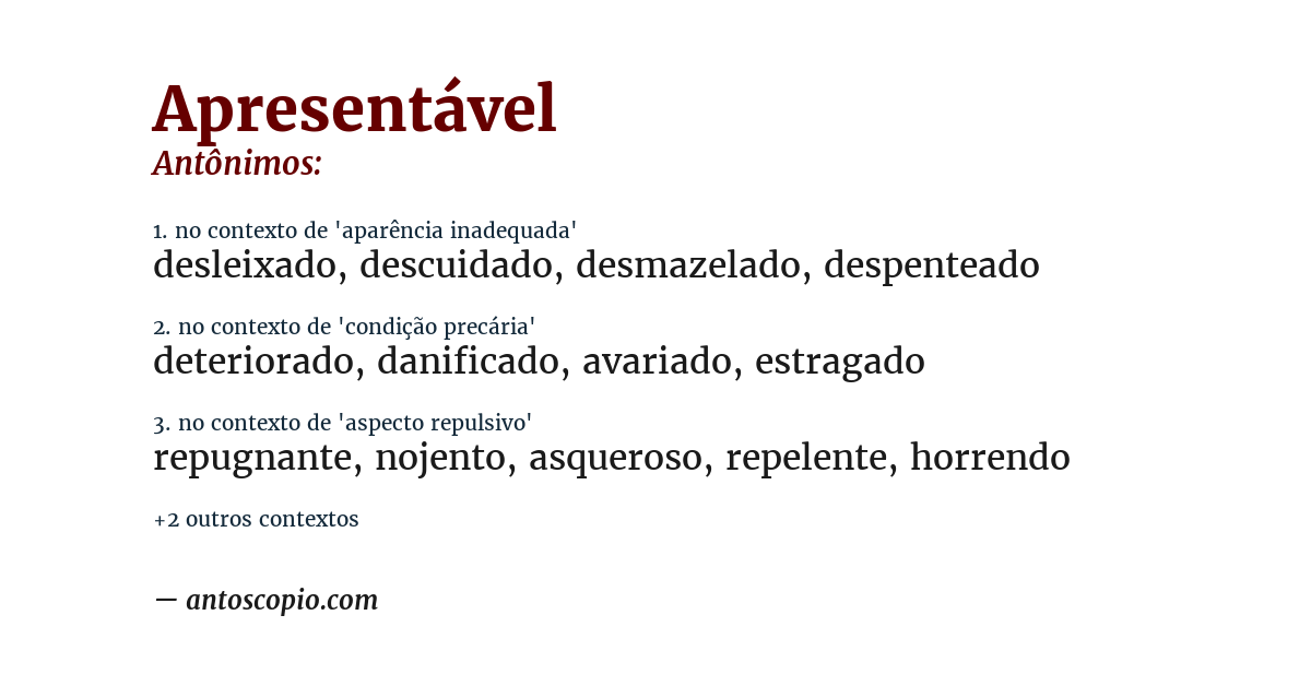 Antônimo de apresentável