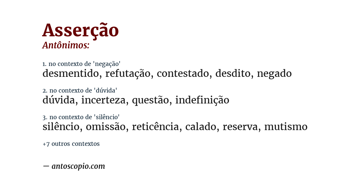 Antônimo de asserção