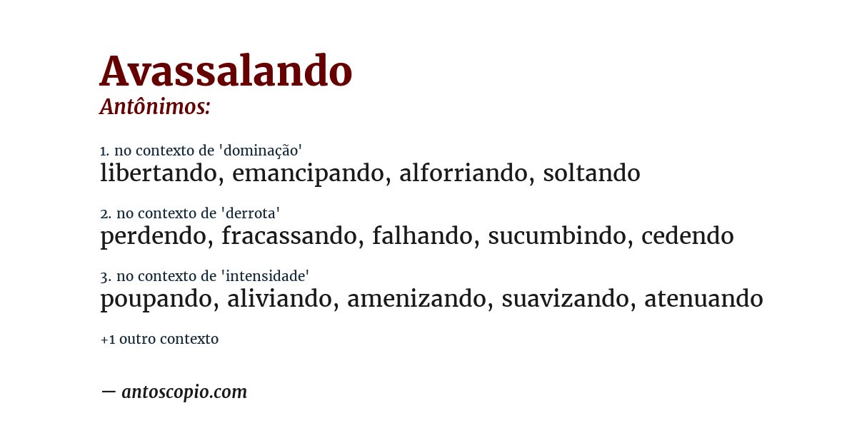 Antônimo de avassalando