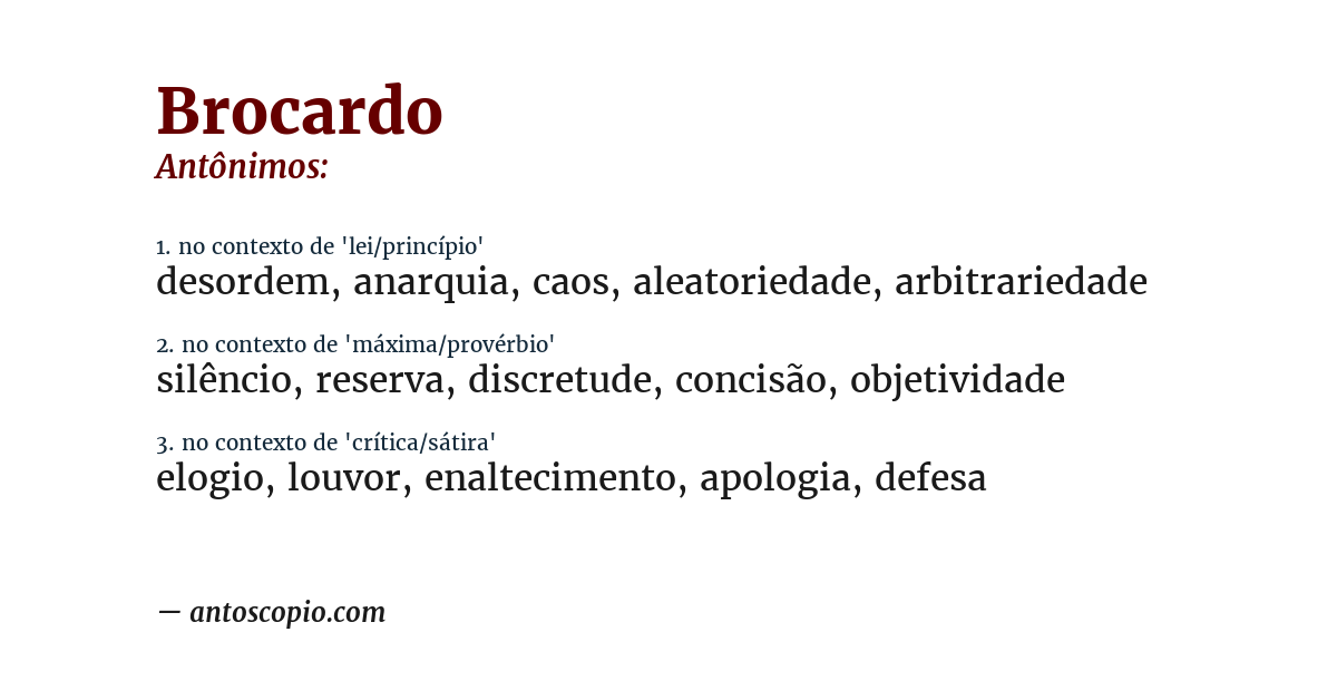 Antônimo de brocardo