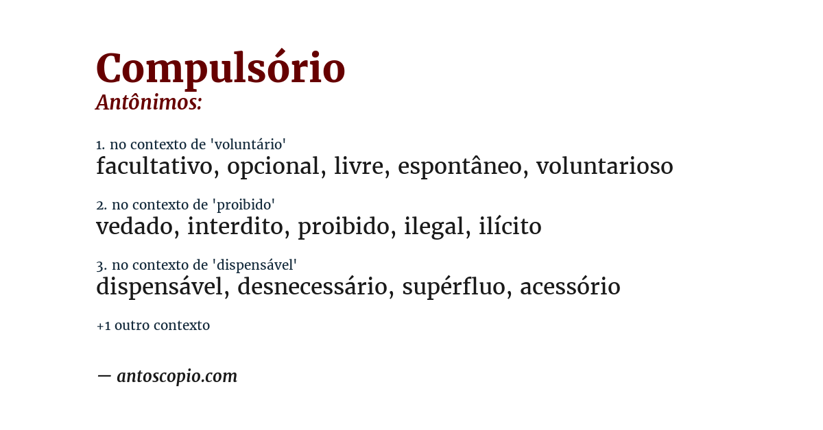 Antônimo de compulsório