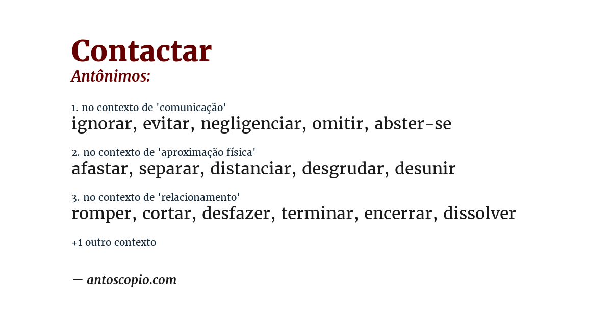 Antônimo de contactar