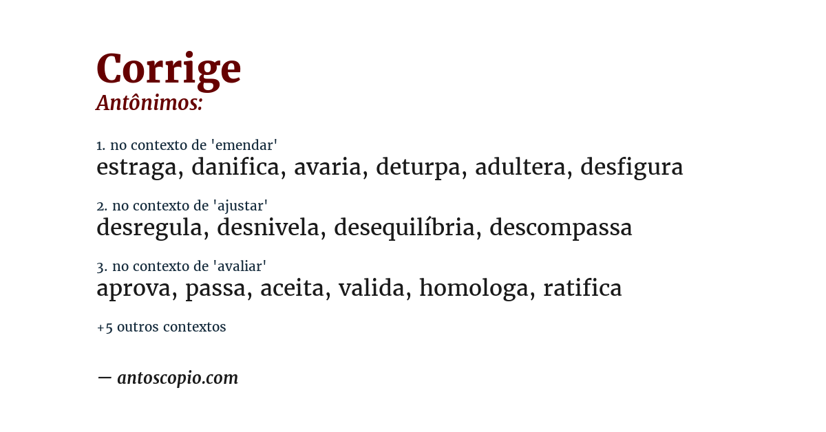 Antônimo de corrige