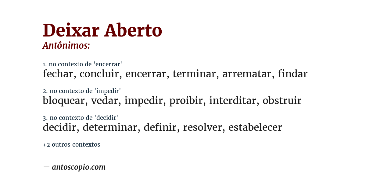 Antônimo de deixar aberto