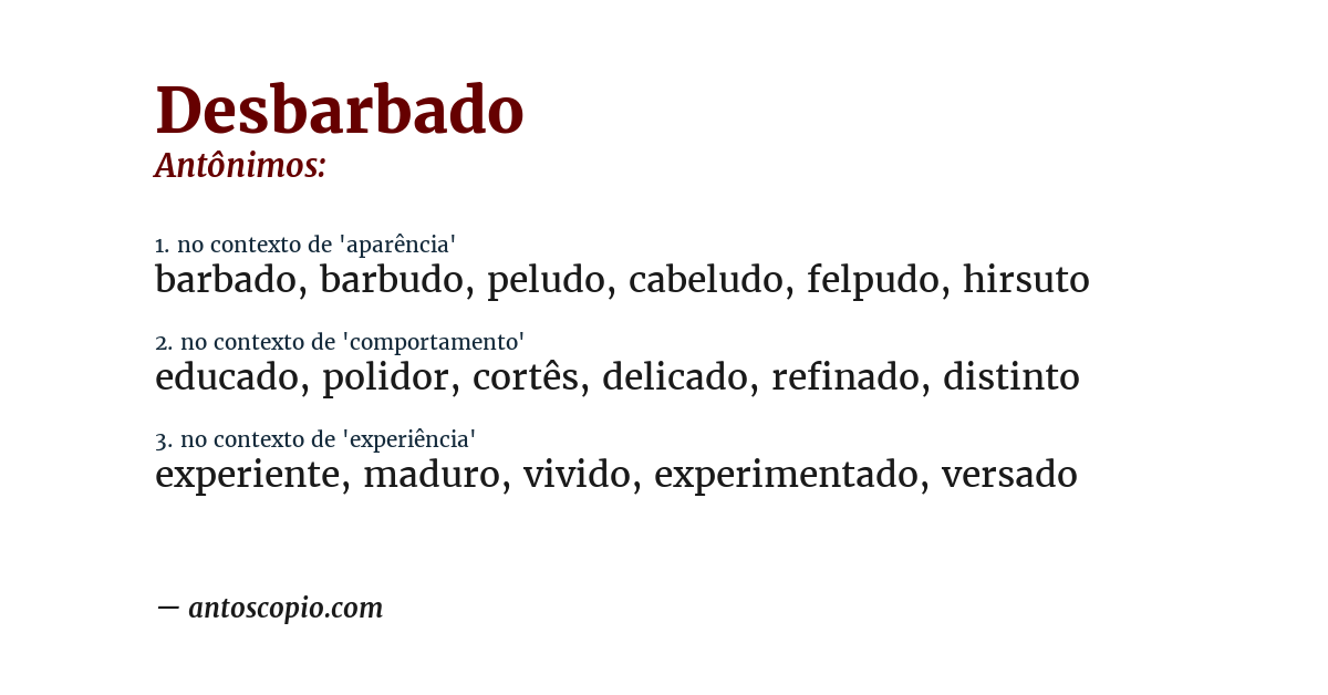 Antônimo de desbarbado