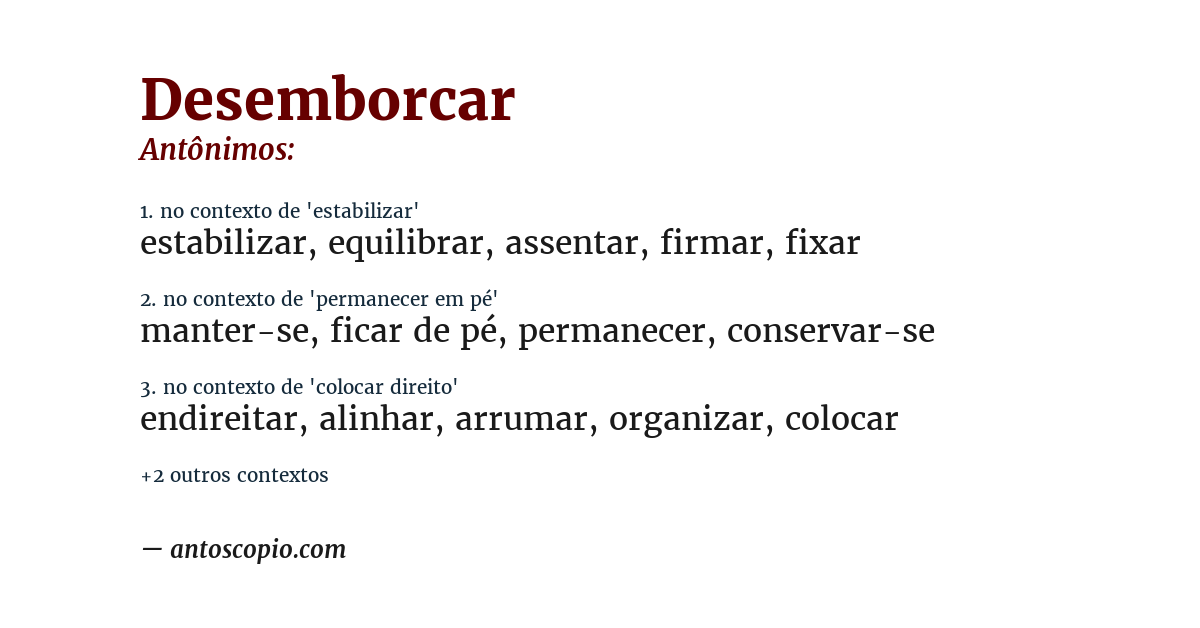 Antônimo de desemborcar