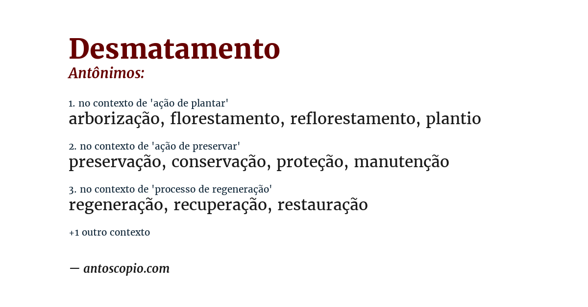 Antônimo de desmatamento