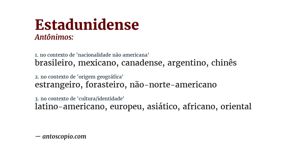 Antônimo de estadunidense