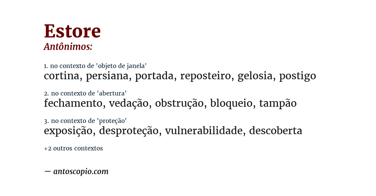 Antônimo de estore