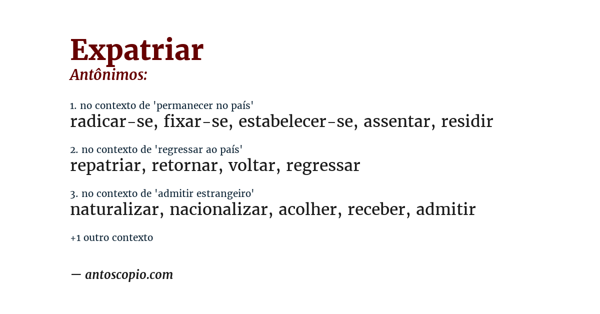 Antônimo de expatriar