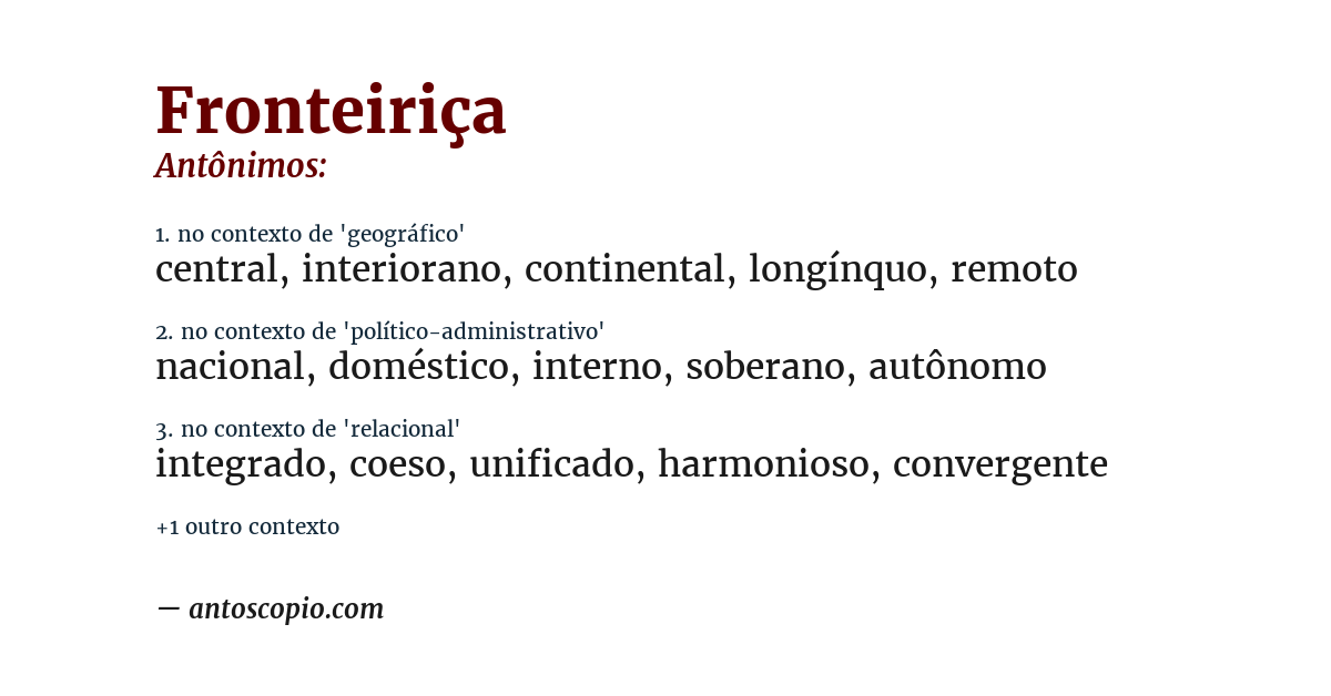 Antônimo de fronteiriça