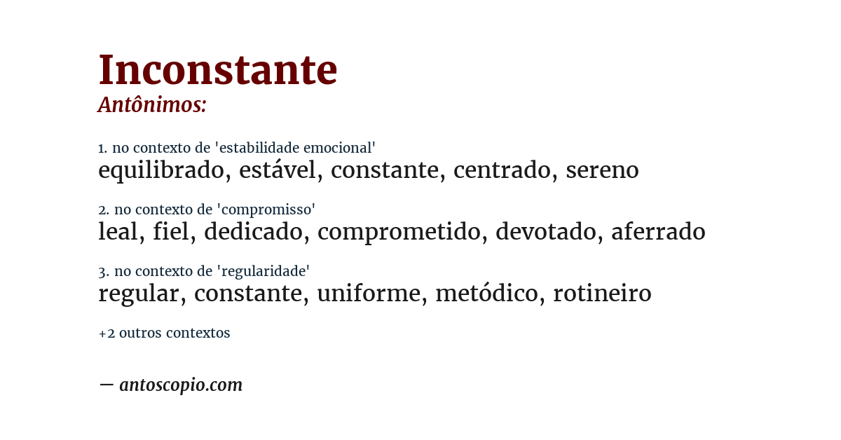 Antônimo de inconstante
