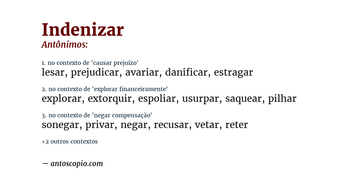 Antônimo de indenizar