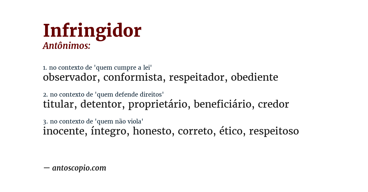 Antônimo de infringidor