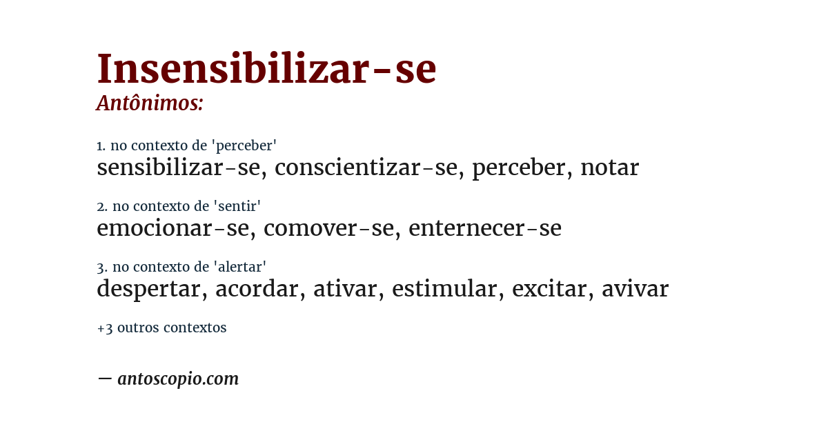 Antônimo de insensibilizar-se