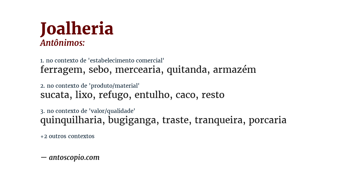 Antônimo de joalheria