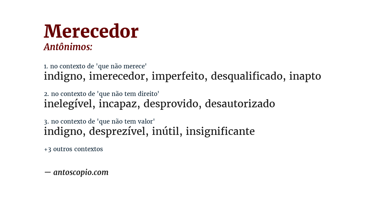 Antônimo de merecedor