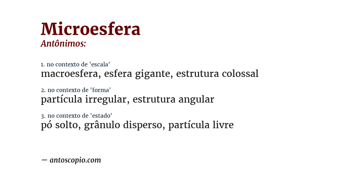 Antônimo de microesfera