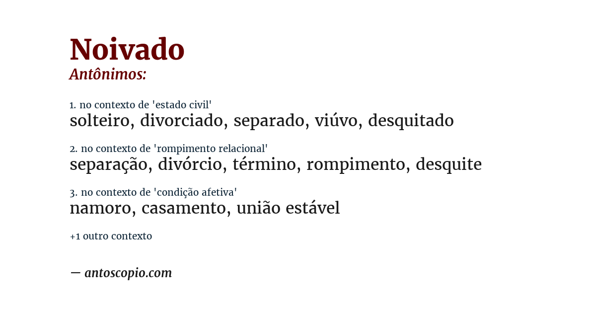 Antônimo de noivado