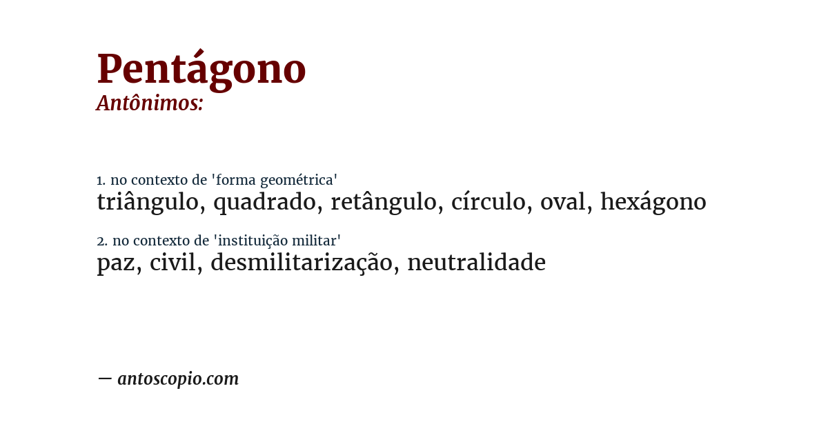 Antônimo de pentágono