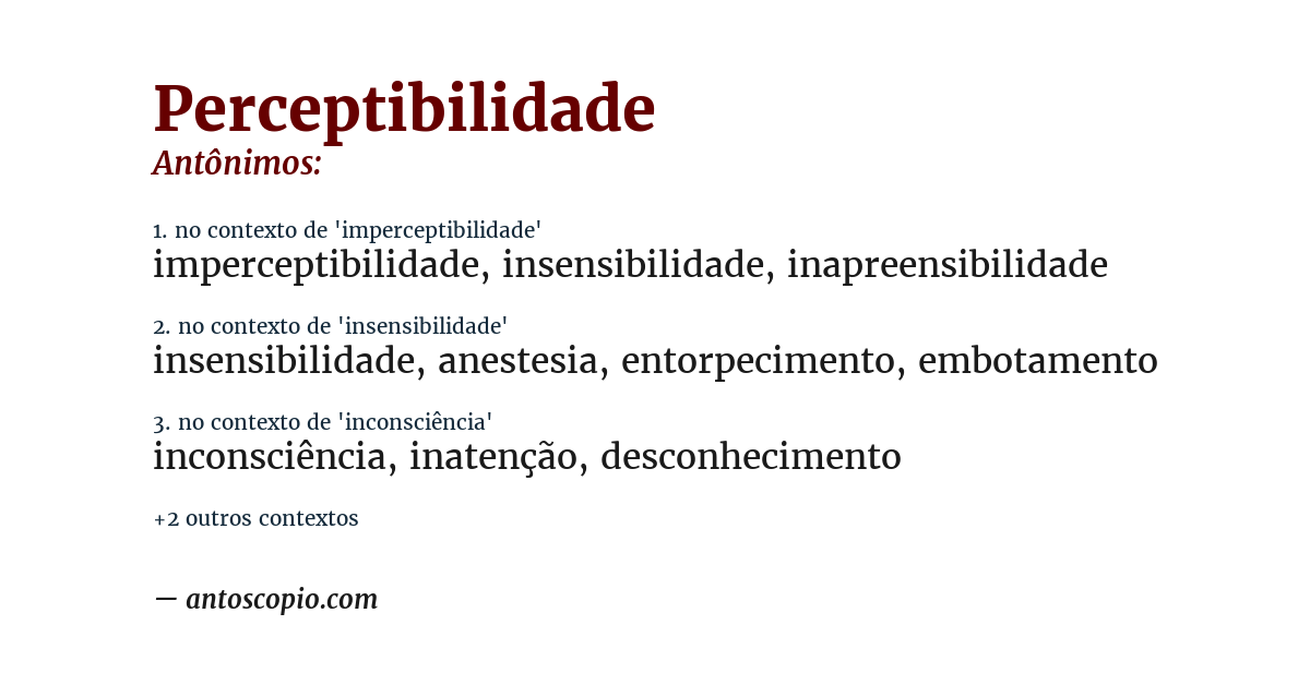 Antônimo de perceptibilidade