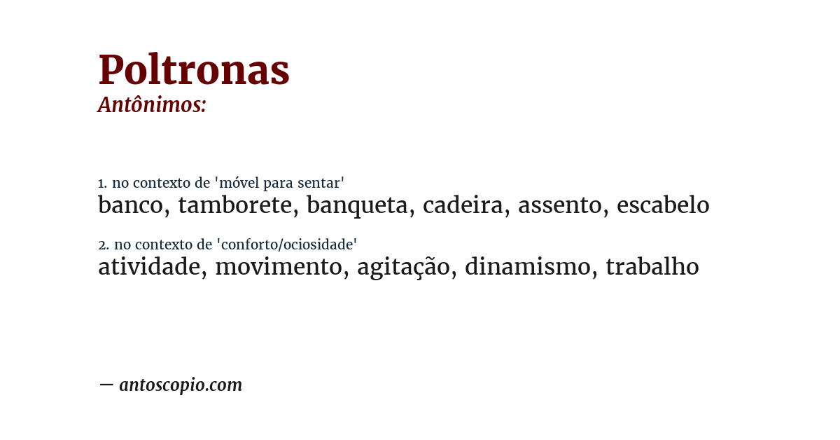 Antônimo de poltronas