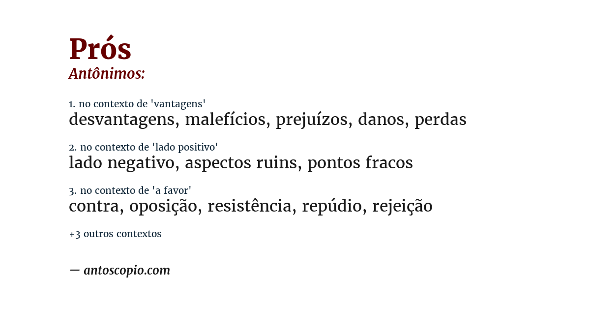Antônimo de prós