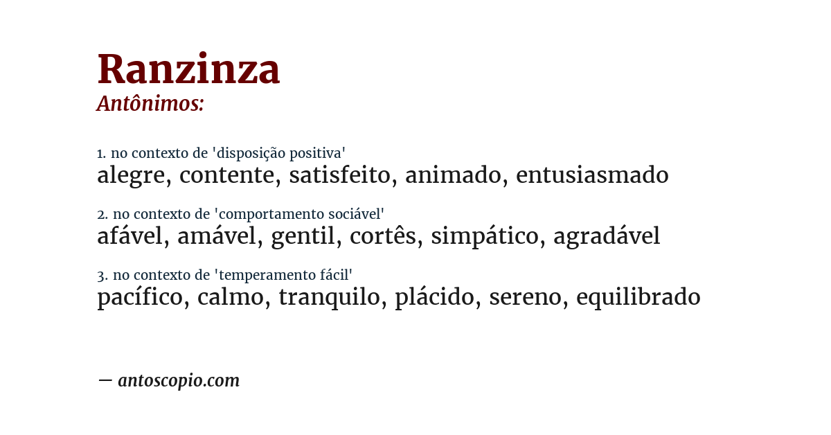 Antônimo de ranzinza