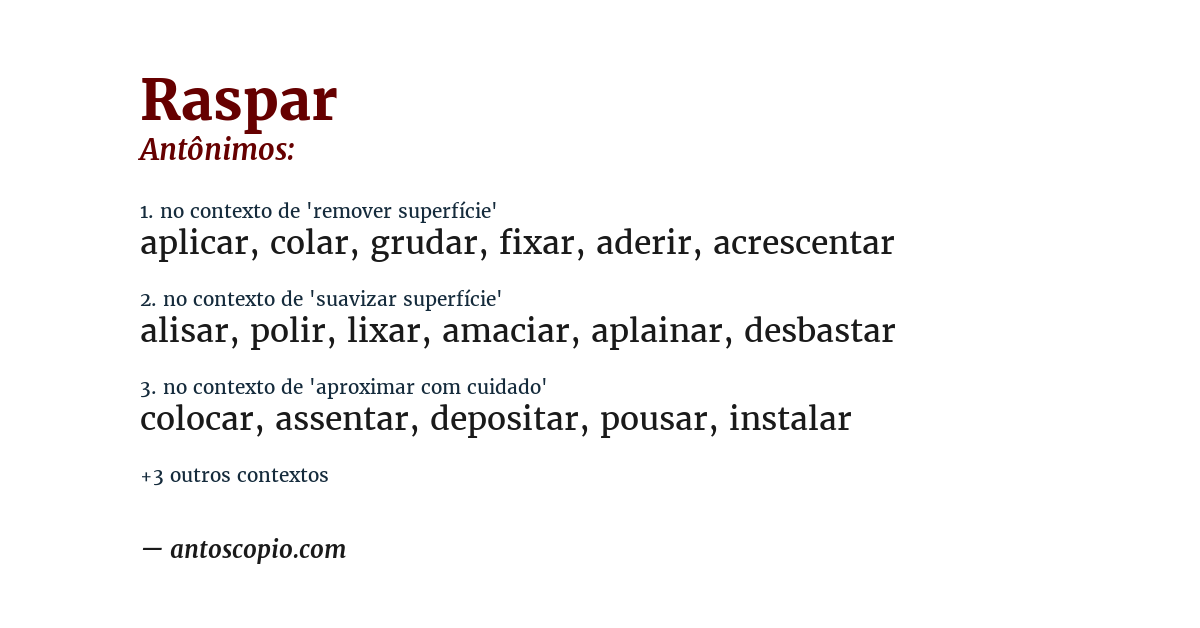 Antônimo de raspar