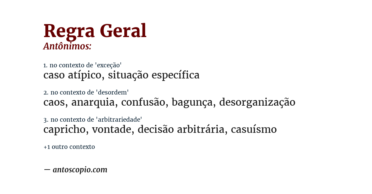 Antônimo de regra geral