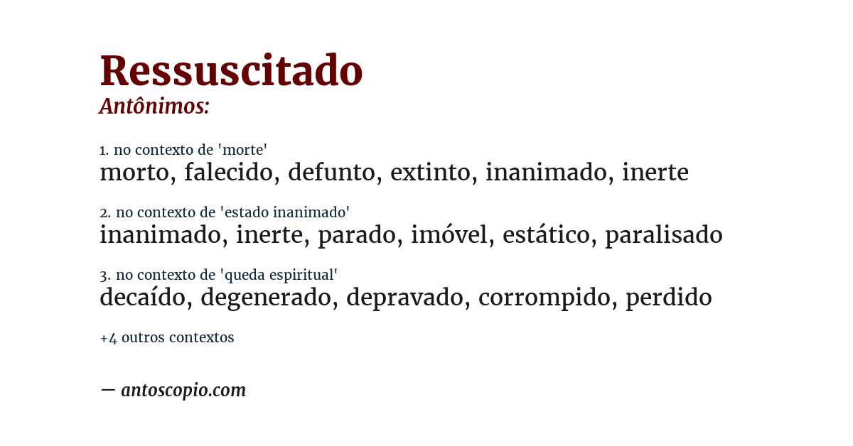 Antônimo de ressuscitado