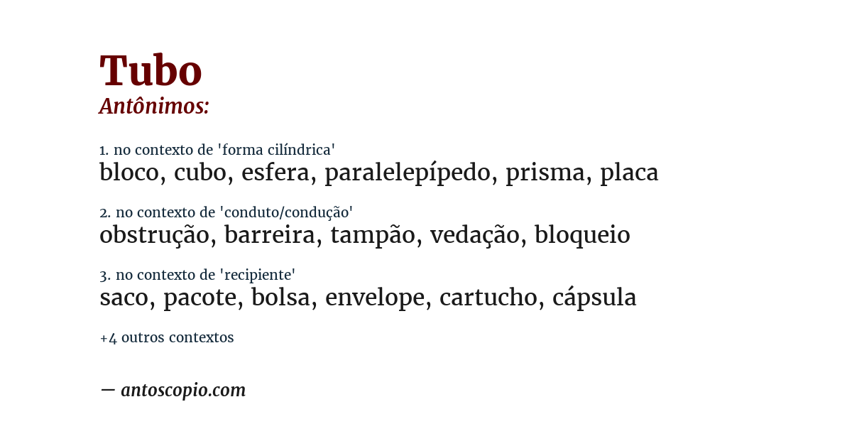 Antônimo de tubo