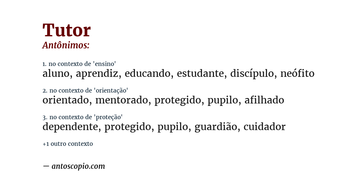 Antônimo de tutor