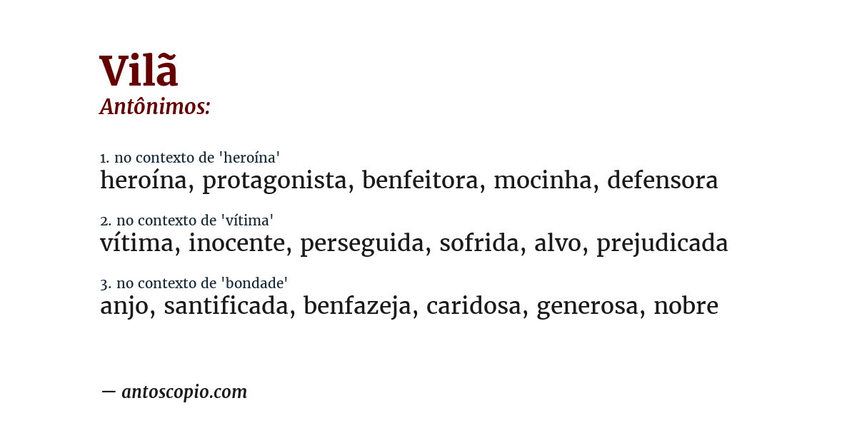 Antônimo de vilã